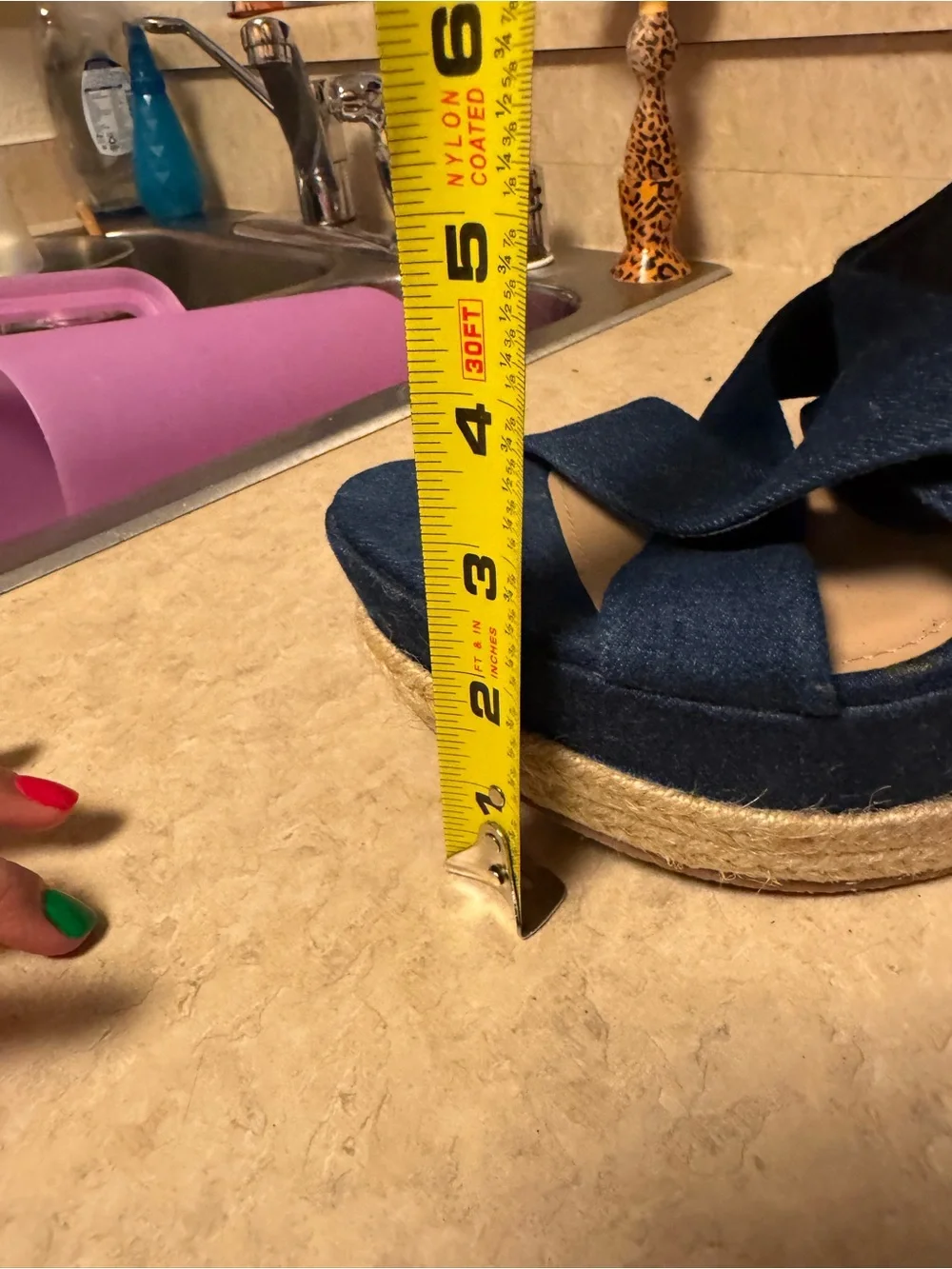Women’s Navy Espadrille Wedge Sandals with Wrap Straps Size 10